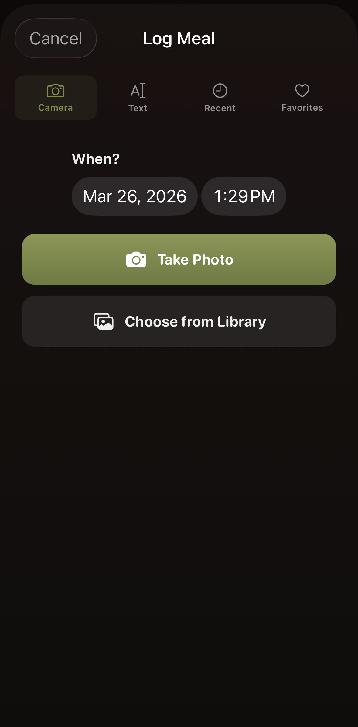 Log a meal by taking a photo